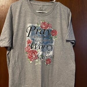 Gray Graphic T-Shirt with Floral Design